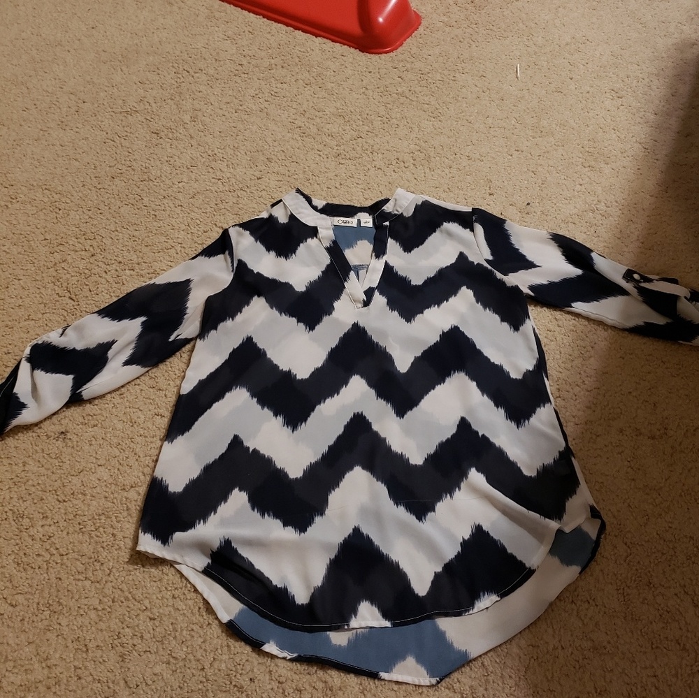 Sheer Chevron Cato Casual Shirt